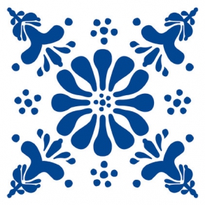 Home Junkie Gennemsigtig sticker - Blomst Blå - Aftagelige, vandskyende stickers. Lav dit eget hjemme- spa med dekorerede kakler på badeværelsesvæggen