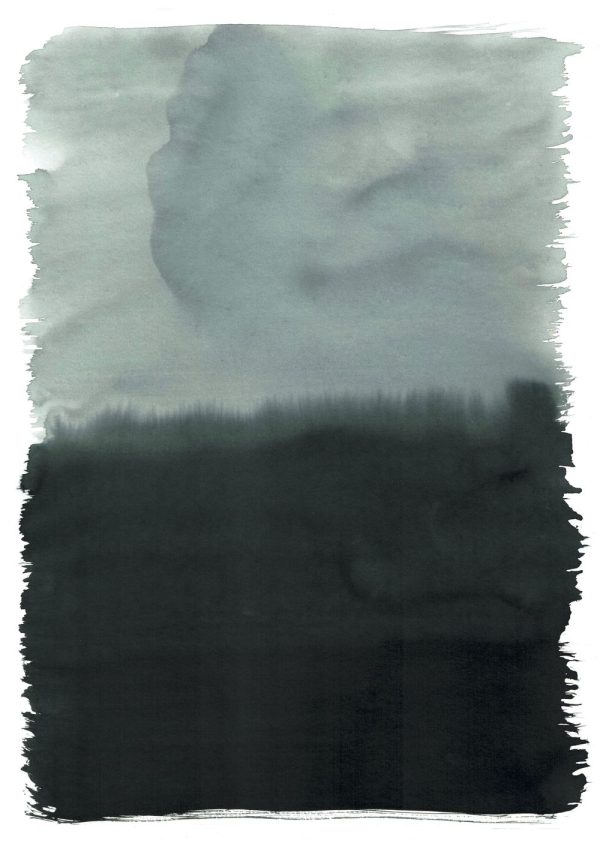 Malene Zapffe Horizont black A3 vandfarve kunst billede maleri plakat ramme