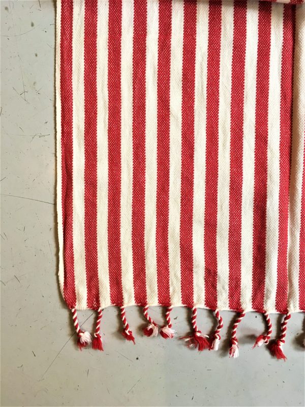 Umayana Håndklæde Stribet - Rød hammamhåndklæde hammam strandhåndklæde spa